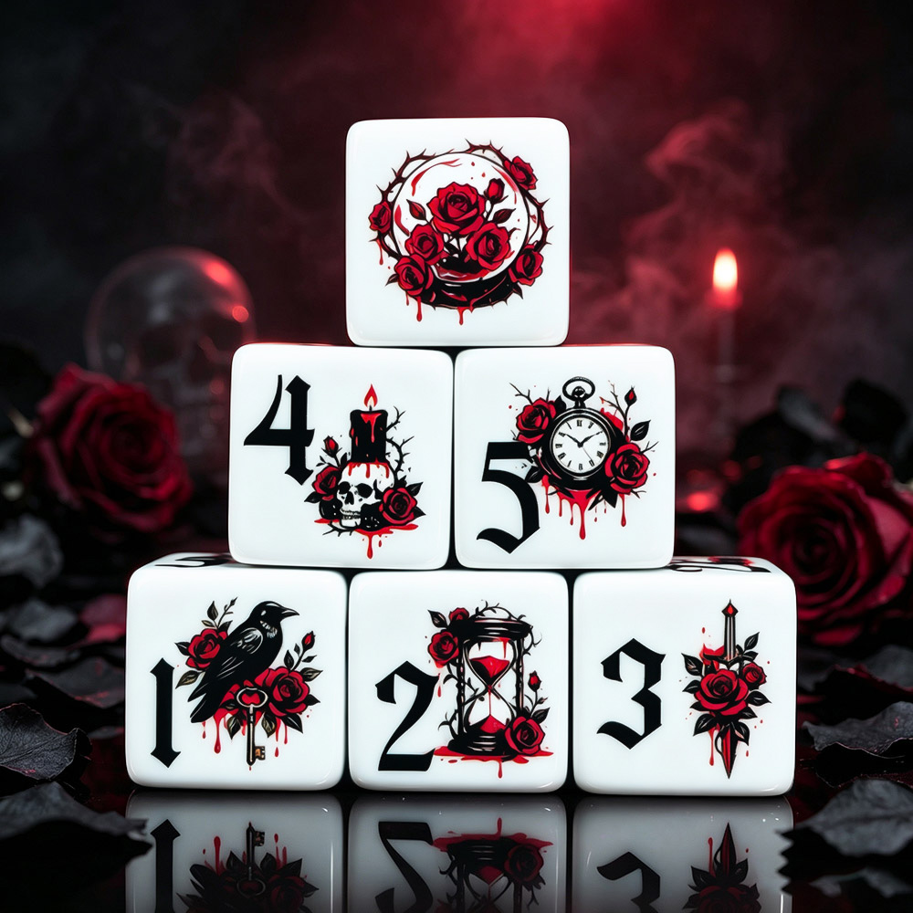 Board Game Arena - 12 Stück Gotische Rosen 16MM Bedruckte