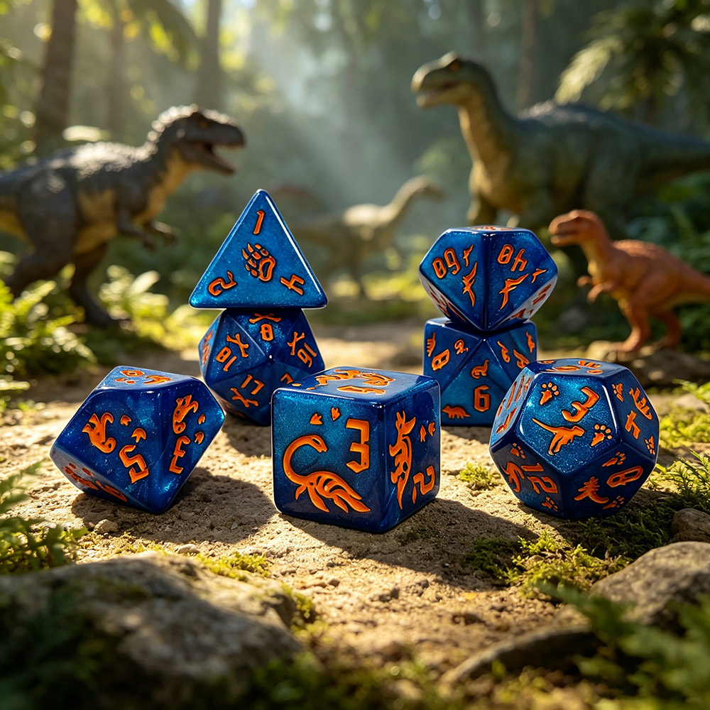 Board Game Pandemic - 7-teiliges Jurassic Ocean Blue Dinosaur Graviertes