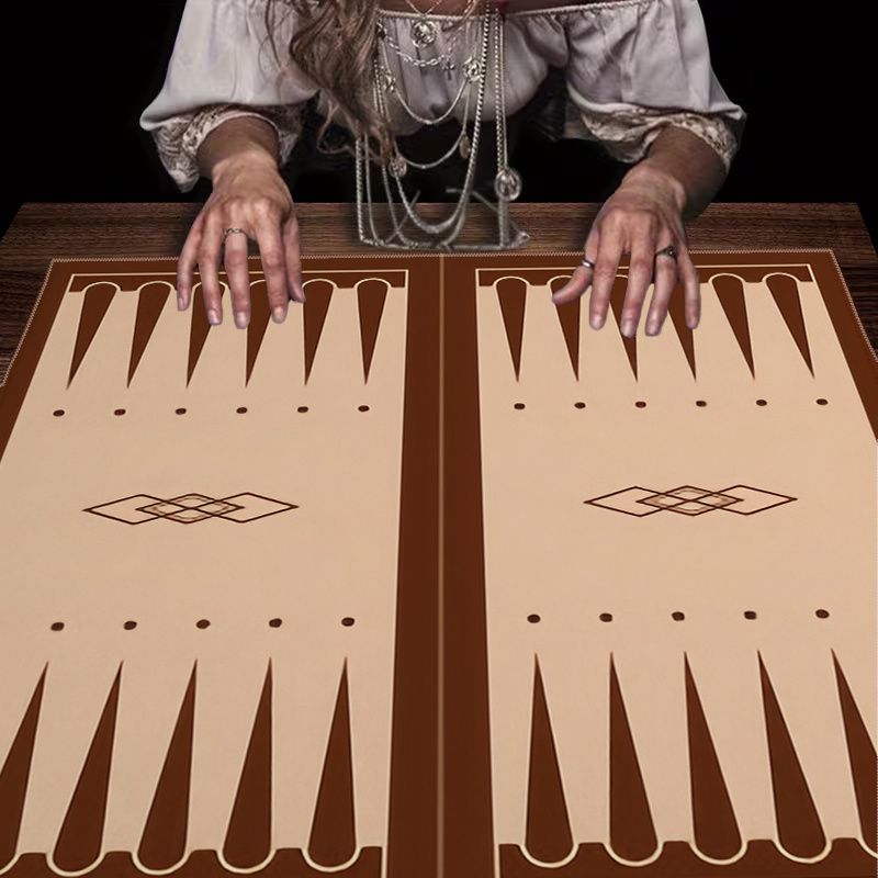 Board Game Vantage - 1 Stück braunes Backgammon-Brett, bedruckte Tarot-Tischdecke