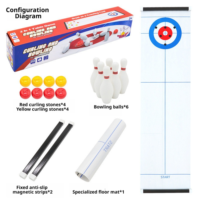 Board Game Arena - Neues Mini-Curling- und Bowling-Tischspiel, interaktives Indoor-Brettspiel