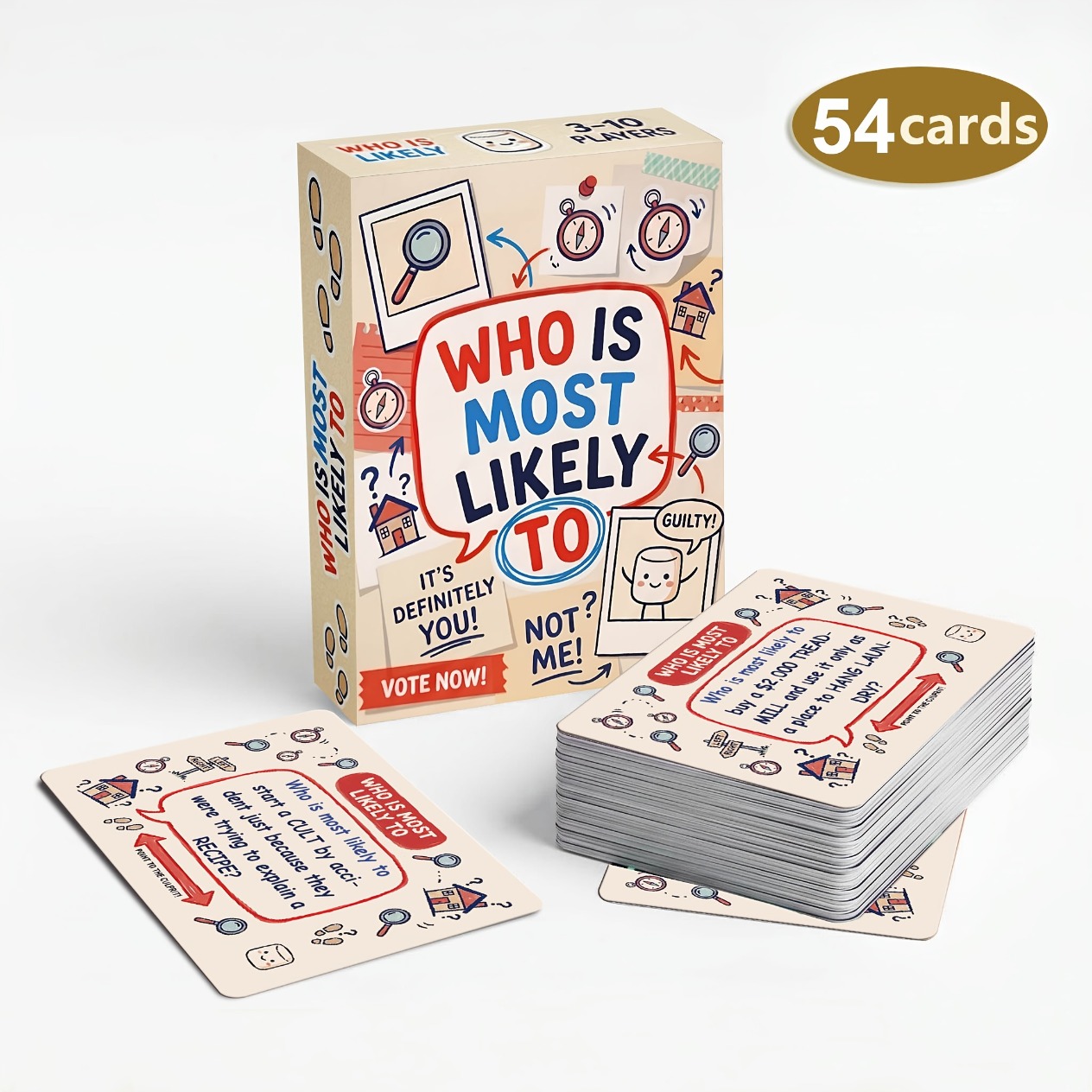 Board Game Quiz - 54 ausgewählte „Wer ist am wahrscheinlichsten?“-Kartenspiele,