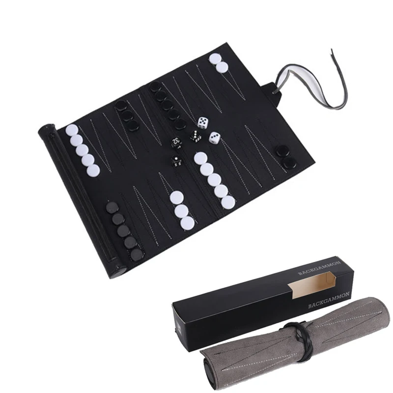 Board Game Vantage - Roll-Up Backgammon-Sets, tragbares Reise-Brettspielset für Erwachsene