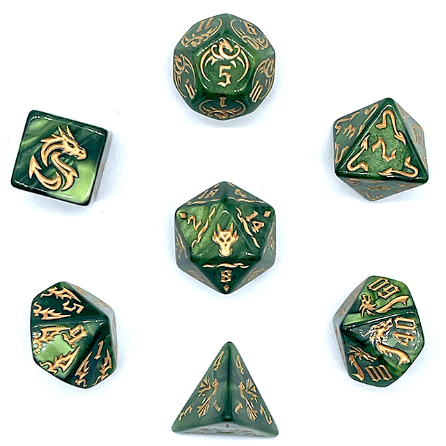 7-teiliges grünes Acryl-Würfel – Board Game Arena Bewertung und Preis